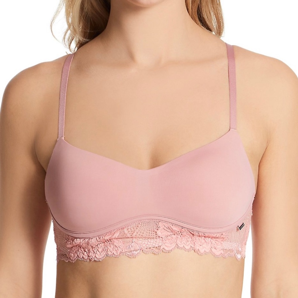 NWT Calvin Klein Perfectly Fit Flex Lace Lightly Lined Bralette 6638 Pink L